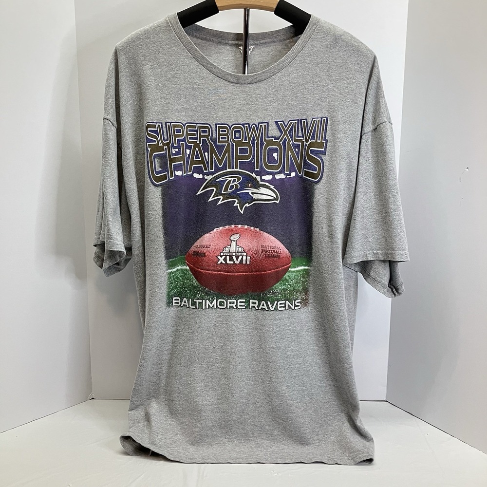 Baltimore Ravens Superbowl XLVII Delta Mens Gray  Tee‎ T Shirt Size 2XL